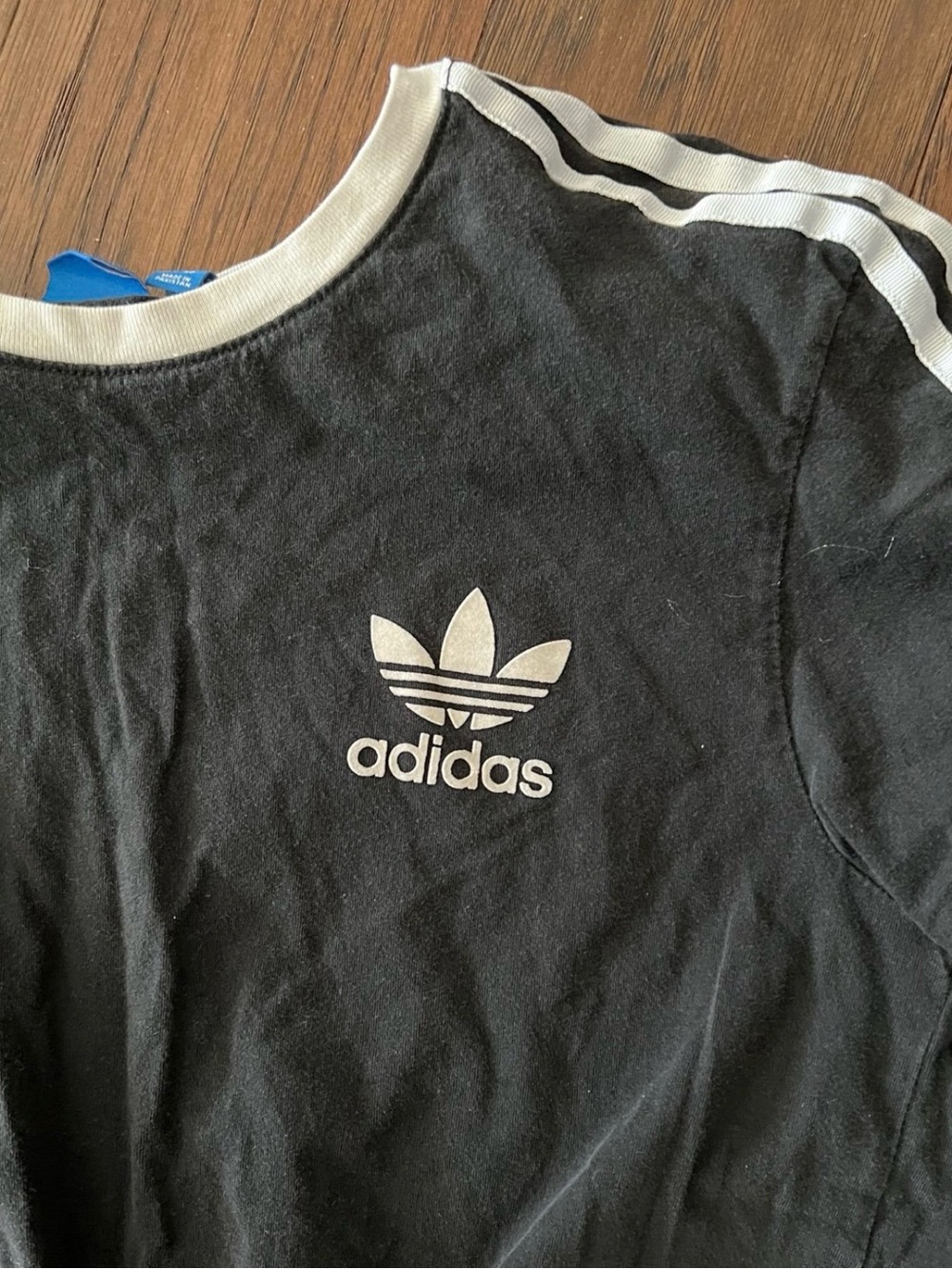 adidas Black Tee with White Trefoil and Stripes - Picture 3 of 5